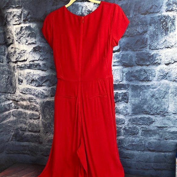 Maeve by Anthropologie Overlapping Tie Top Wide Leg Pant Jumpsuit - Picture 9 of 11